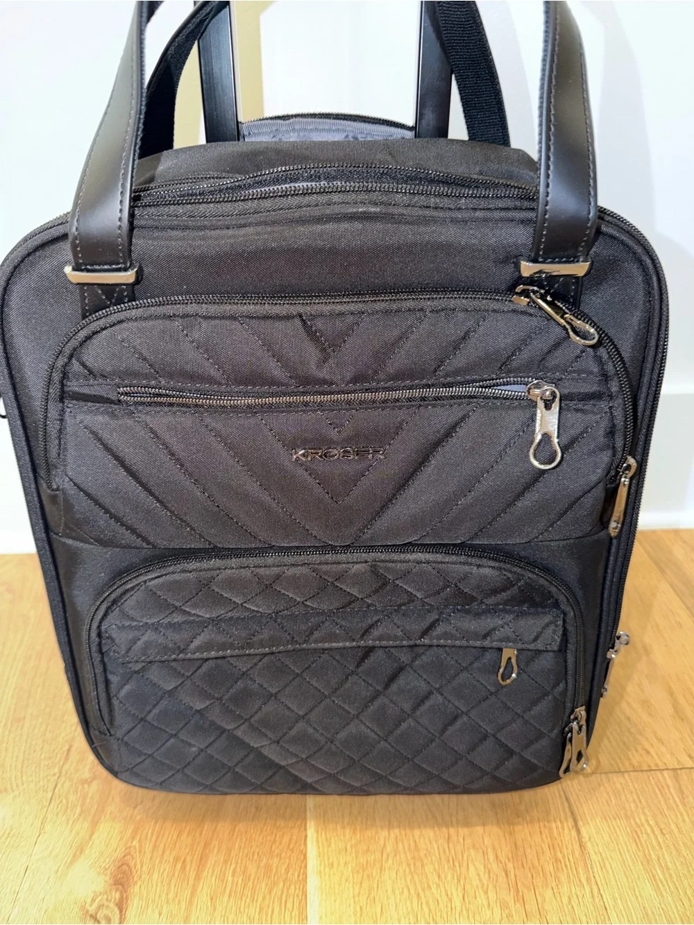 Kroser Black Quilted Carry-On Rolling Suitcase